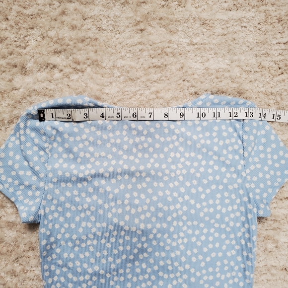 Blue Rib-Knit Crop Top - Picture 3 of 5